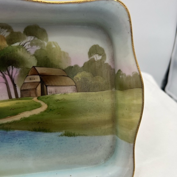 Handpainted Nippon farmhouse scenic tray - Picture 5 of 12